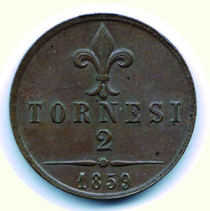 reverse: NAPOLI - Francesco II - 2 Tornesi 1859.