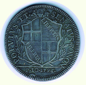 reverse: BOLOGNA - Governo popolare - 10 Paoli 1796 - Var. 