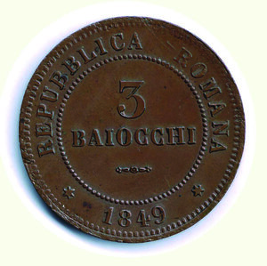 reverse: BOLOGNA - II° Repubblica romana - 3 Baiocchi (3 piatto) 1849