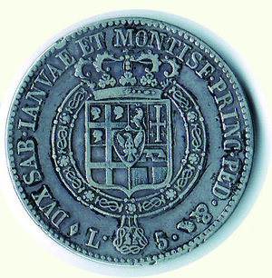 reverse: VITTORIO EMANUELE I - 5 Lire 1819.
