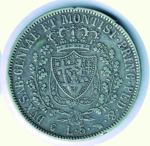 reverse: CARLO FELICE (1821-1831) - 5 Lire 1830 To.