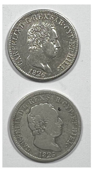 obverse: CARLO FELICE - 50 Centesimi 1823 e 1826
