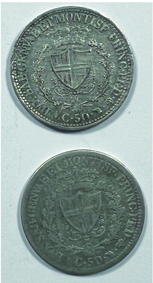reverse: CARLO FELICE - 50 Centesimi 1823 e 1826