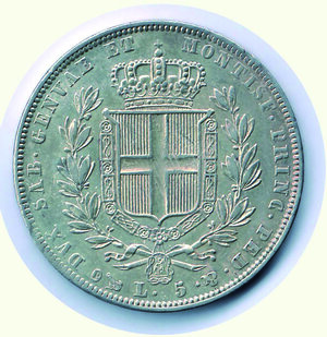 reverse: CARLO ALBERTO - 5 Lire 1837 GE - Bell’esemplare.