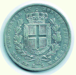 reverse: CARLO ALBERTO - 5 Lire 1837 TO.