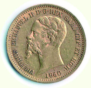reverse: VITTORIO EMANUELE II - 20 Lire 1860 - Milano
