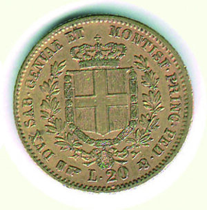 reverse: VITTORIO EMANUELE II - Re di Sardegna - 20 Lire 1861 TO.