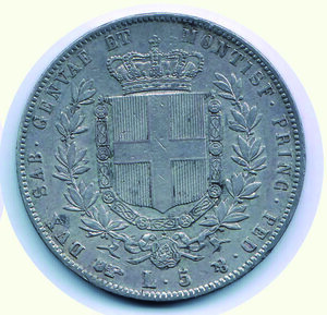 reverse: VITTORIO EMANUELE II - 5 Lire 1856