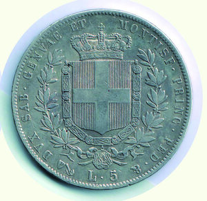 reverse: VITTORIO EMANUELE II - 5 Lire 1859 GE.