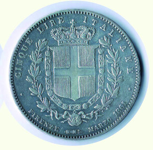 reverse: VITTORIO EMANUELE II - 5 Lire 1861