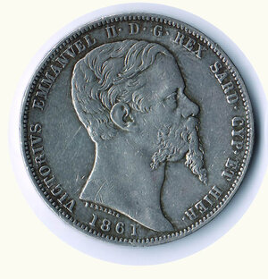 obverse: VITTORIO EMANUELE II 5 Lire 1861