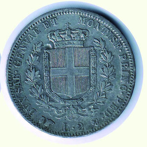 reverse: VITTORIO EMANUELE II - 2 Lire 1852
