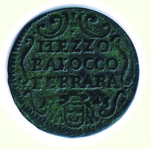 reverse: FERRARA - Benedetto XIV (1740-1758) - Mezzo Baiocco
