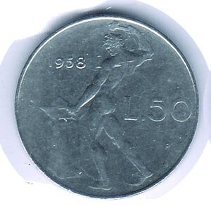 obverse: REPUBBLICA ITALIANA - 50 Lire 1958