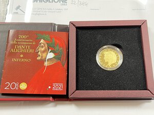 obverse: REPUBBLICA ITALIANA - 20 Euro 2021 - 700 anni dalla morte di Dante - In confezione originale.