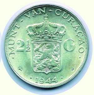 reverse: ANTILLE OLANDESI - Guglielmina – 2 1/2 Gulden 1944