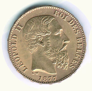 obverse: BELGIO - Leopoldo II - 20 Fr. 1877.