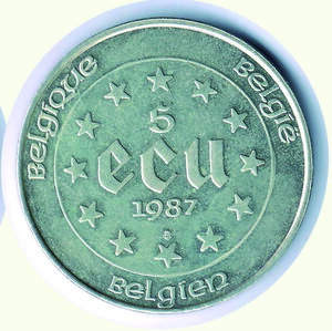reverse: BELGIO - 5  Ecu 1987.