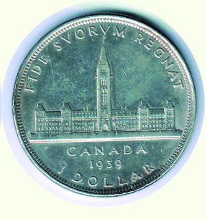 reverse: CANADA -  Dollaro 1939 - Visita reale.