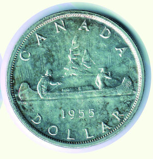 reverse: CANADA -  Dollaro 1955 - Canoa.