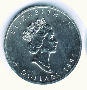 obverse: CANADA -  5 Dollari 1995 - Foglia d’acero.