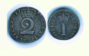 reverse: INGHILTERRA - Giorgio II - 1 Penny e 2 Pence 1743