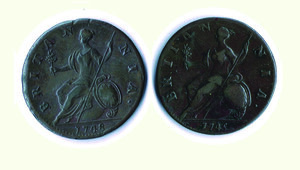 reverse: INGHILTERRA - Giorgio II - Penny 1745 e 1748