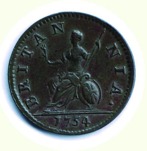 reverse: INGHILTERRA - Giorgio II - Farthing 1754