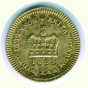 reverse: INGHILTERRA - Giorgio III - Terzo di Guinea 1809