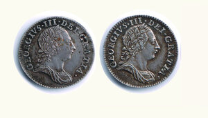 obverse: INGHILTERRA - Giorgio III - 3 Pence 1762 e 1763