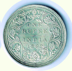 reverse: INDIA BRITANNICA - Vittoria (1837-1901) - Rupia 1862.