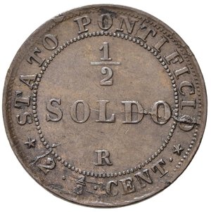 reverse: ROMA. Stato Pontificio. Pio IX (1846-1870). 1/2 Soldo 1866. Cu. Gig. 327. SPL 