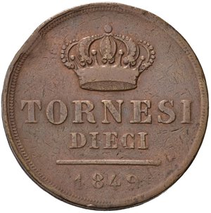 reverse: NAPOLI. Ferdinando II di Borbone (1830-1859). 10 Tornesi 1849. Gig. 296. R. MB