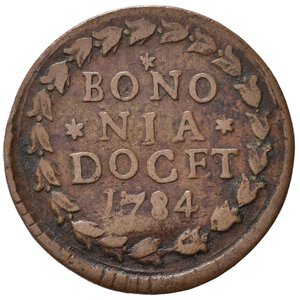 reverse: BOLOGNA. Stato Pontificio. Pio VI. Quattrino Bononia Docet 1784. Cu. BB