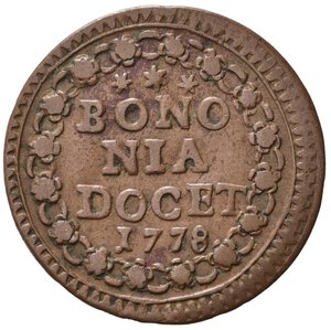 reverse: BOLOGNA. Stato Pontificio. Pio VI. Quattrino Bononia Docet 1778. Cu. BB