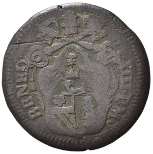 reverse: GUBBIO. Benedetto XIII (1724-1730). Quattrino con San Paolo. Cu. qBB