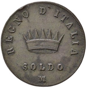 reverse: MILANO. Napoleone I Re d Italia. 1 soldo 1809 M. Gig. 210, BB+