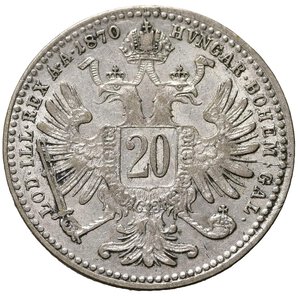 reverse: AUSTRIA. 20 Kreuzer 1870 A. Ag. BB+