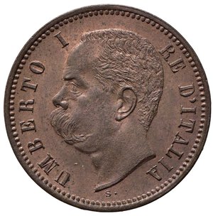 obverse: Umberto I (1861-1878). 2 centesimi 1897 Roma. Cu rosso. Pag. 622; Mont. 70. qFDC