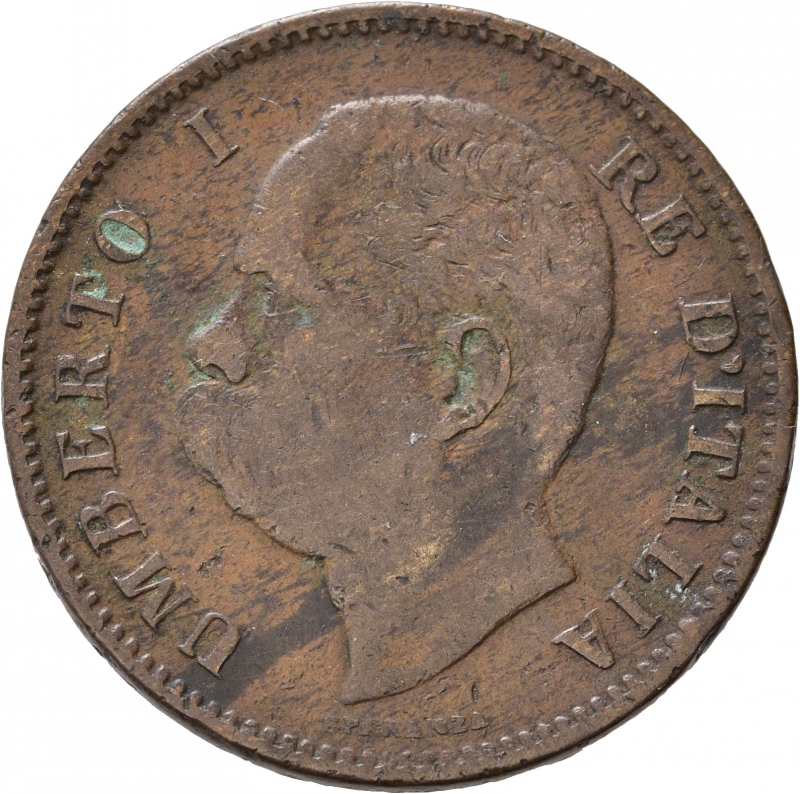 obverse: Umberto I (1878-1900). 5 centesimi 1895 Roma. MB/qBB