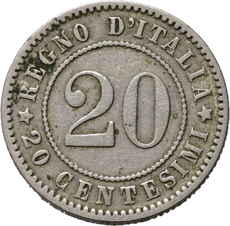 reverse: UMBERTO I (1878-1900). 20 centesimi 1894 KB. Gig. 45. BB