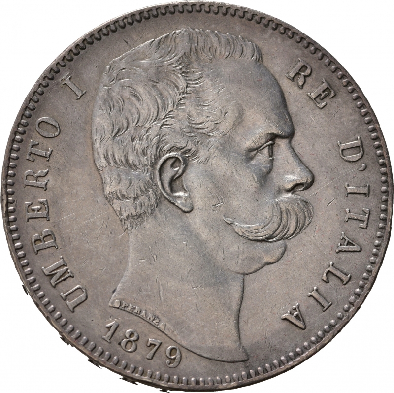 obverse: Umberto I (1878-1900). 5 lire 1879. Ag. Gig. 24. BB+/qSPL