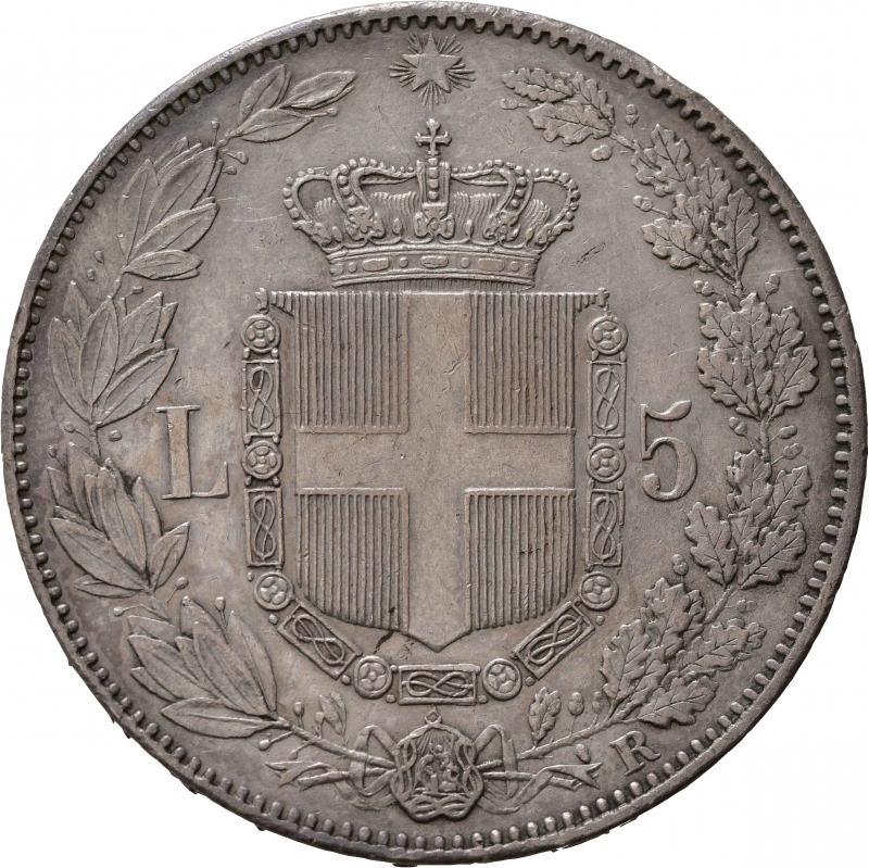 reverse: Umberto I (1878-1900). 5 lire 1879. Ag. Gig. 24. BB+/qSPL