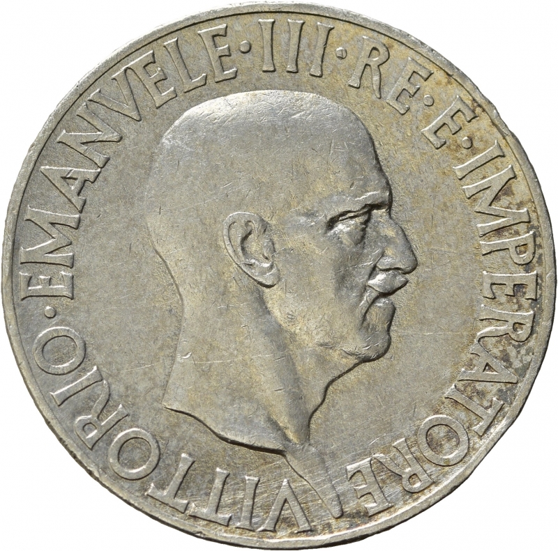 obverse: Vittorio Emanuele III (1900-1943). 10 Lire 1936 a. XIV Roma, 