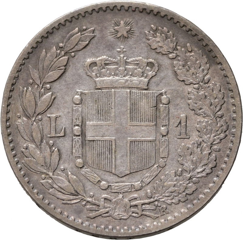 reverse: UMBERTO I (1878-1900). 1 lira 1899. Gig. 40. Ag. BB