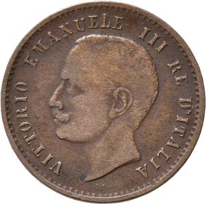obverse: Vittorio Emanuele III (1900-1943). 2 centesimi 1907. Rara. MB