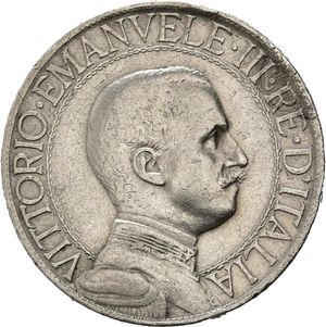 obverse: Vittorio Emanuele III (1900-1943). 1 lira 1912. Ag. MB-BB