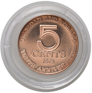 reverse: TRINIDAD & TOBAGO. 5 Cents 1972. Proof