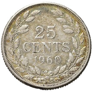 reverse: LIBERIA. 25 Cents 1960. Ag. SPL