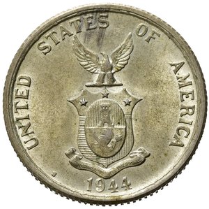 obverse: FILIPPINE. Amministrazione degli Stati Uniti. 50 centavos 1944. Ag. SPL+